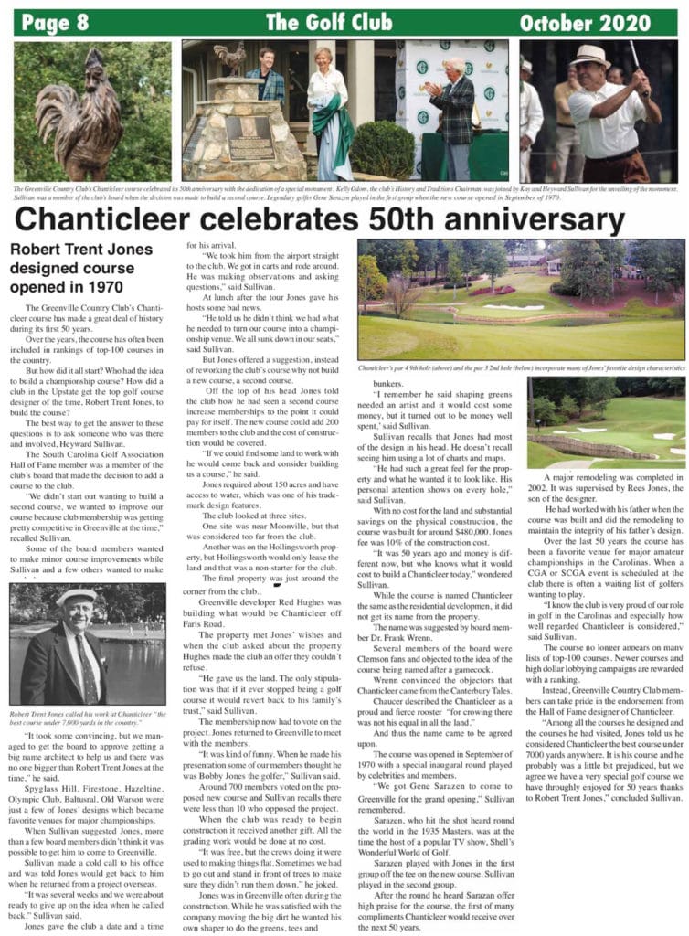 Rees Jones Helps Celebrate Chanticleers 50th Anniversary